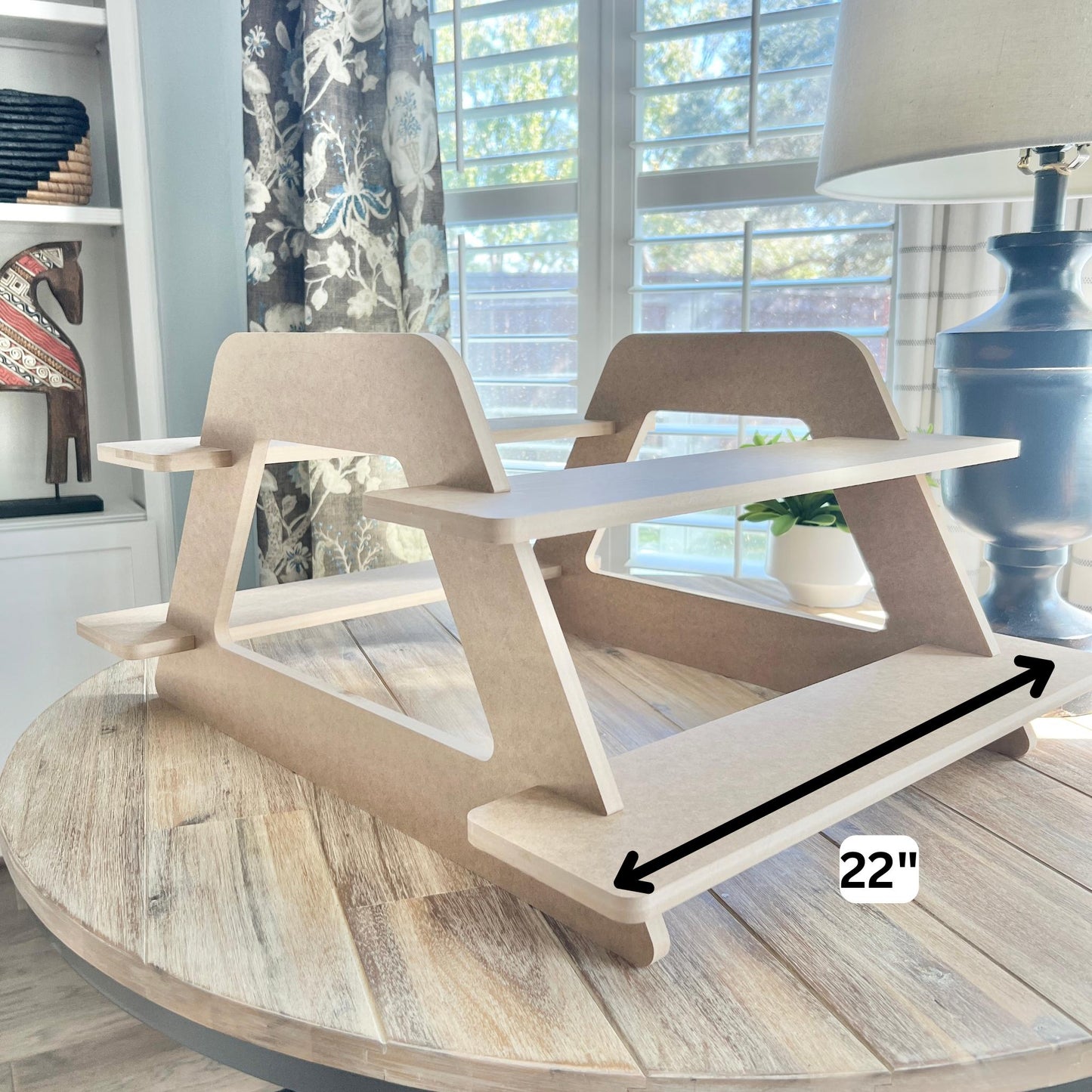 Dual Sided 2-Tier HDF Display Stand: Tabletop Product Display for Craft Shows