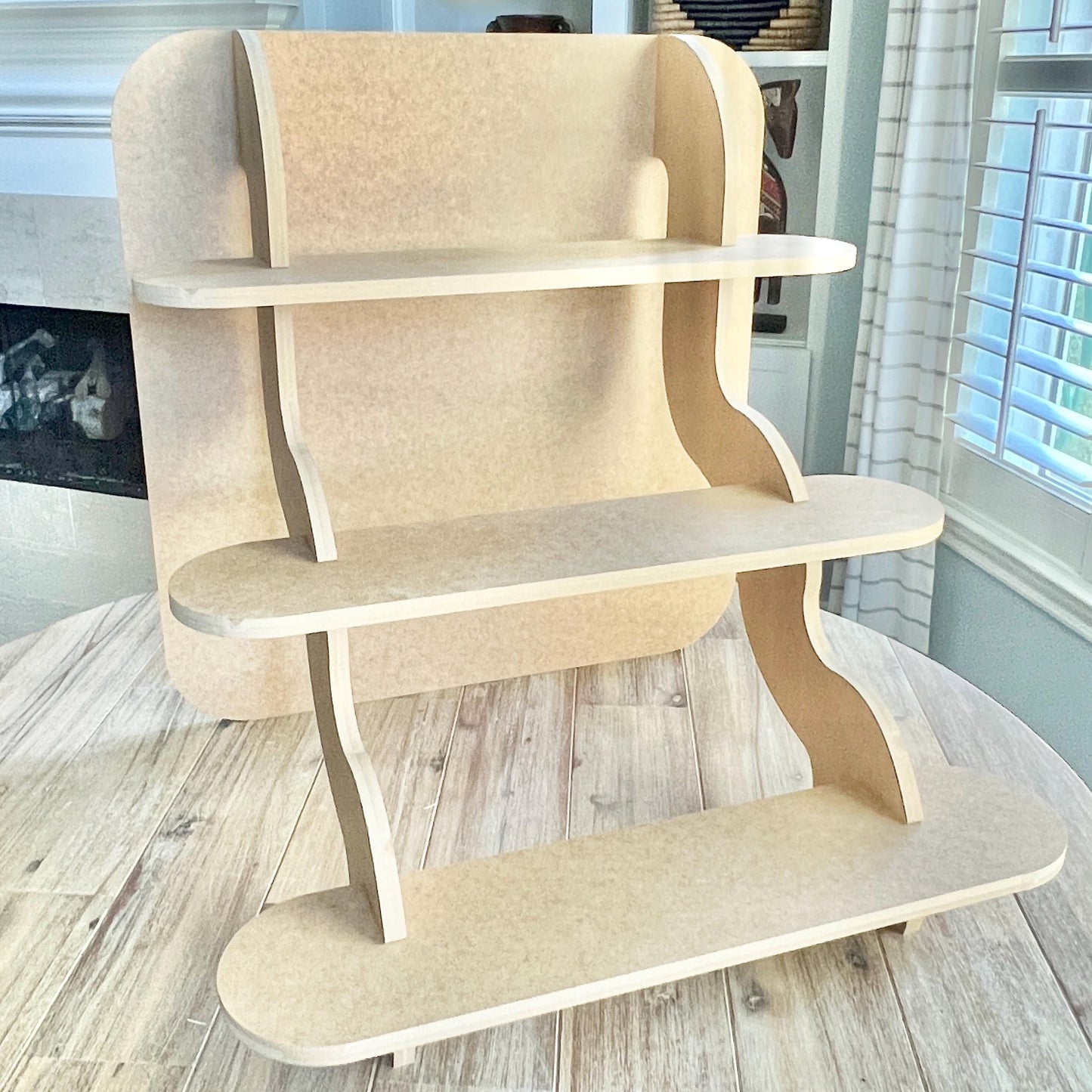 3-Tier HDF Display Stand: Collapsible Tabletop Stand for Craft Show