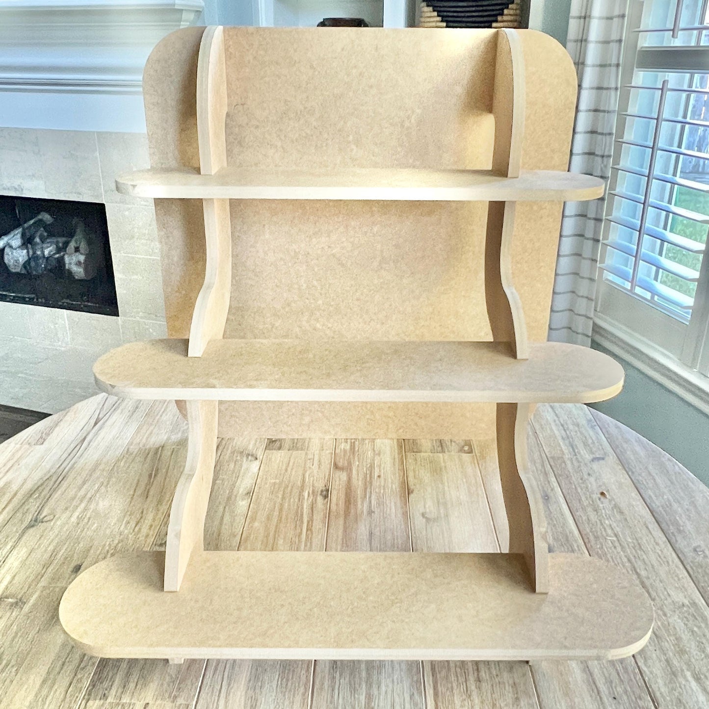 3-Tier HDF Display Stand: Collapsible Tabletop Stand for Craft Show