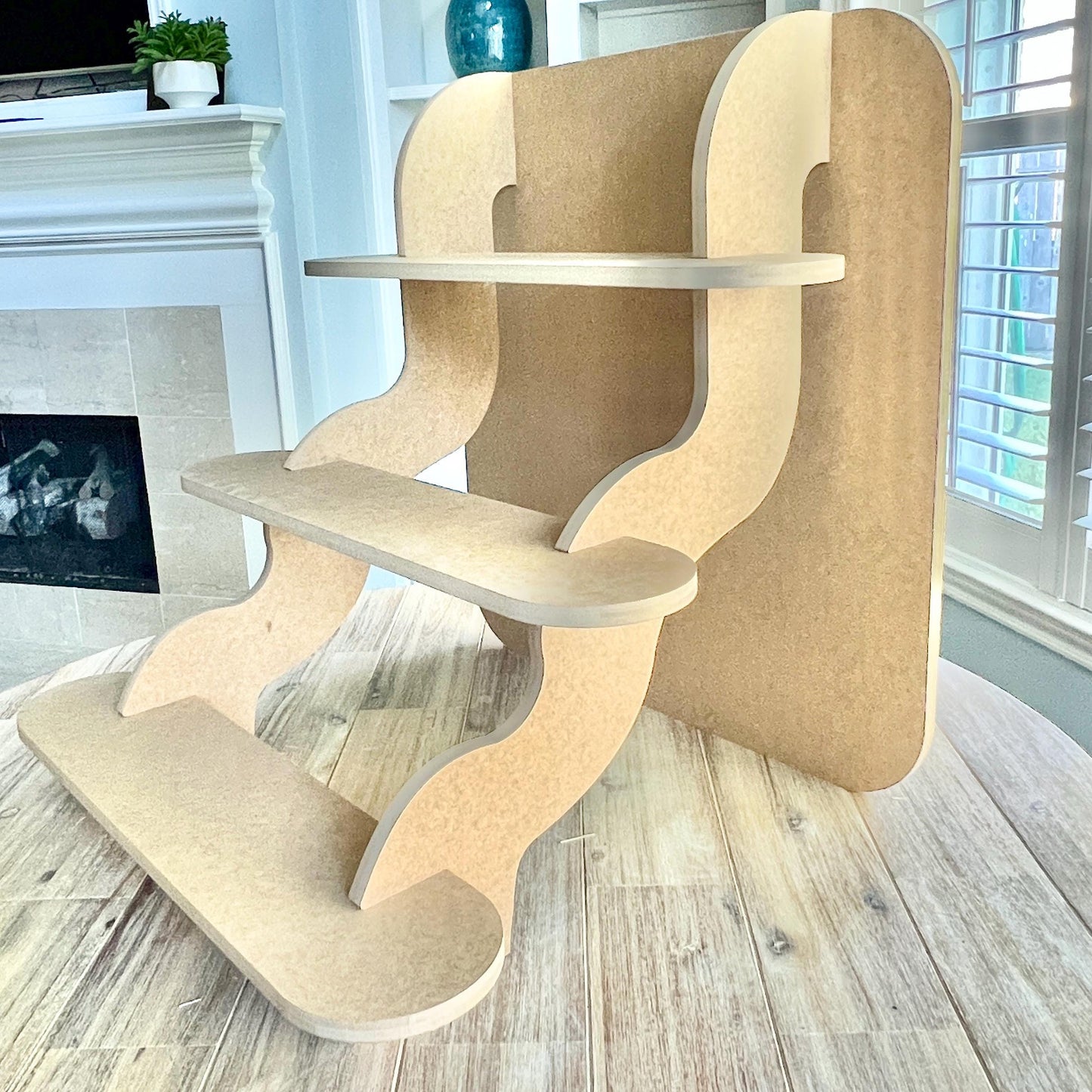 3-Tier HDF Display Stand: Collapsible Tabletop Stand for Craft Show