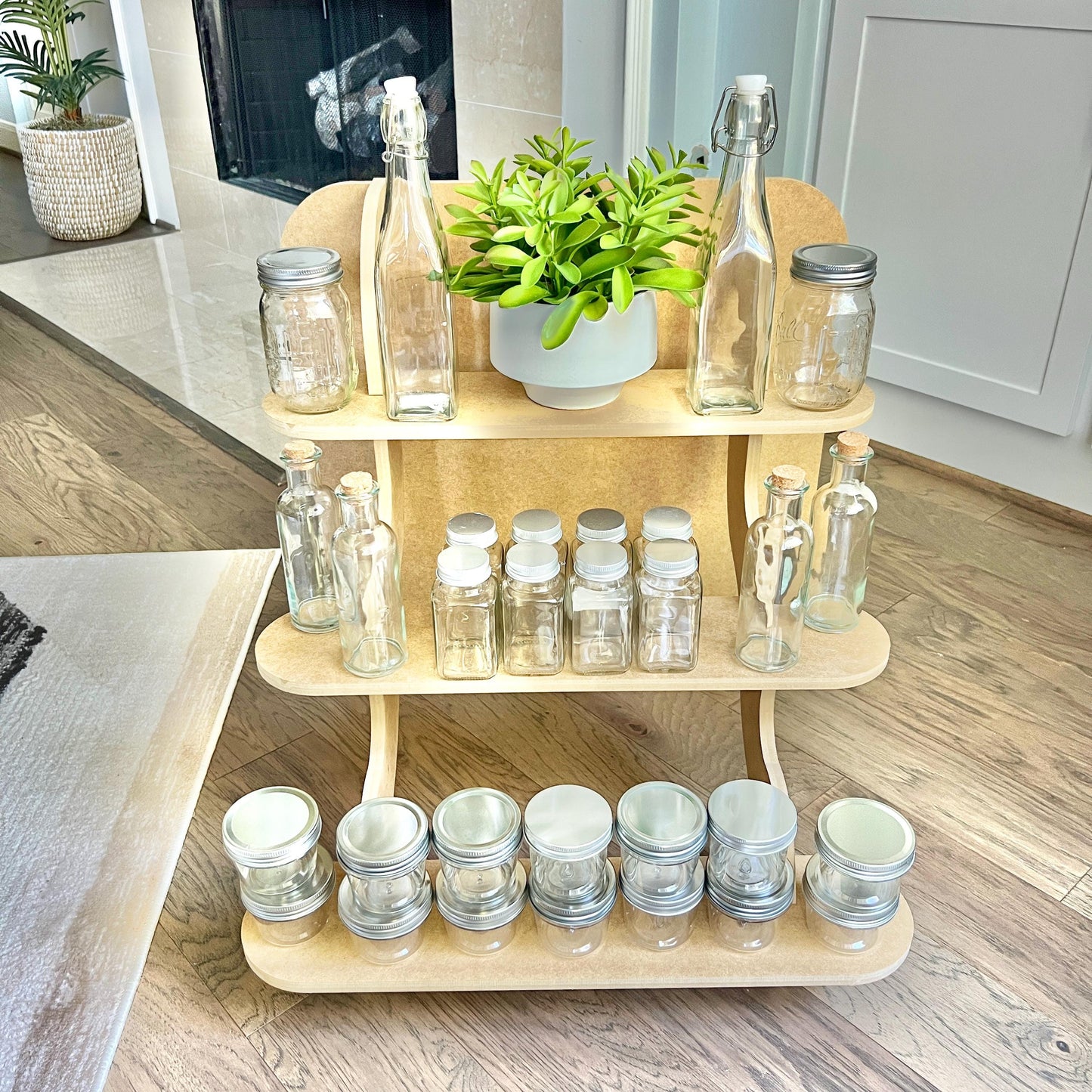 3-Tier HDF Display Stand: Collapsible Tabletop Stand for Craft Show