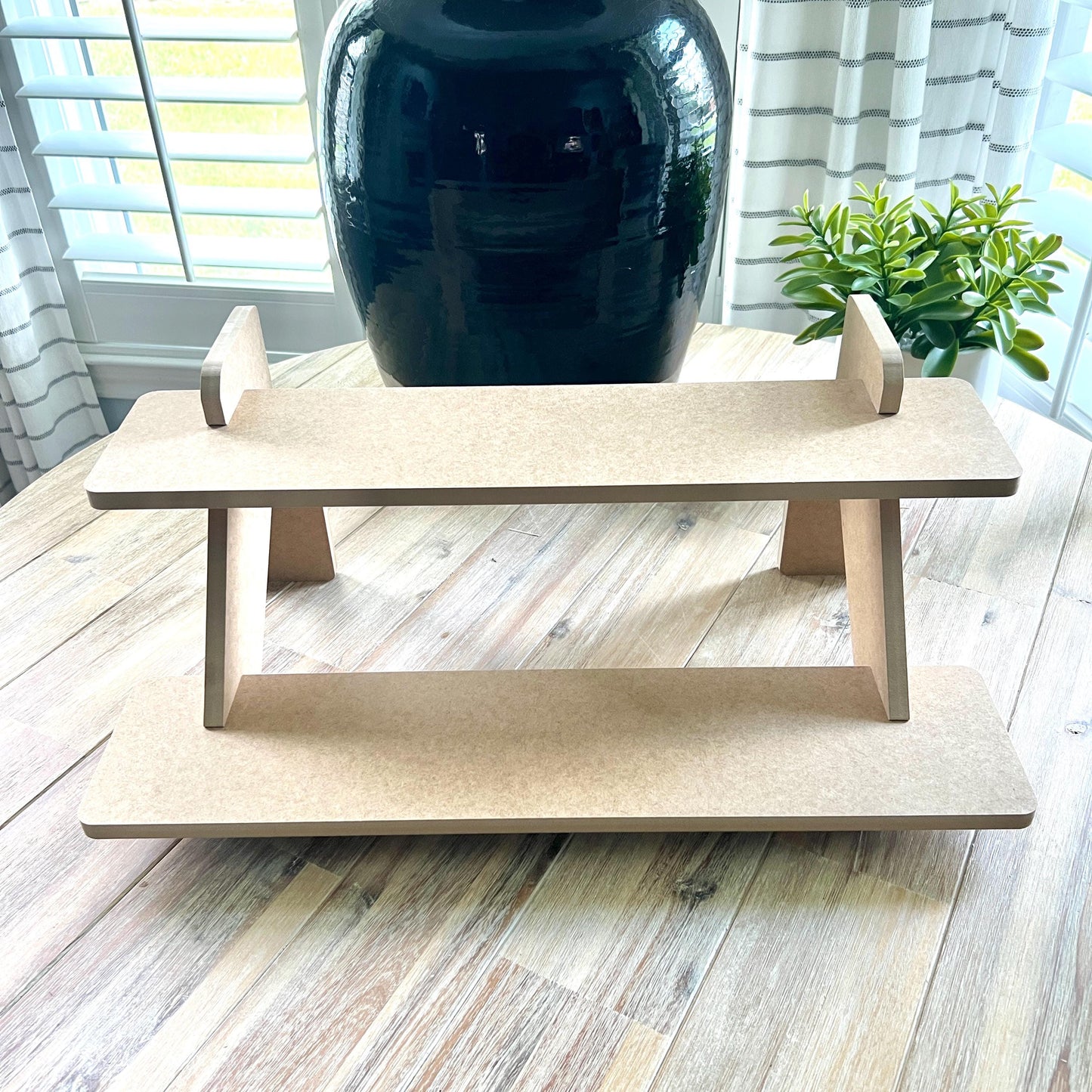 2-Tier HDF Display Stand: 22" Tabletop Shelving for Craft Shows and Vendor Markets