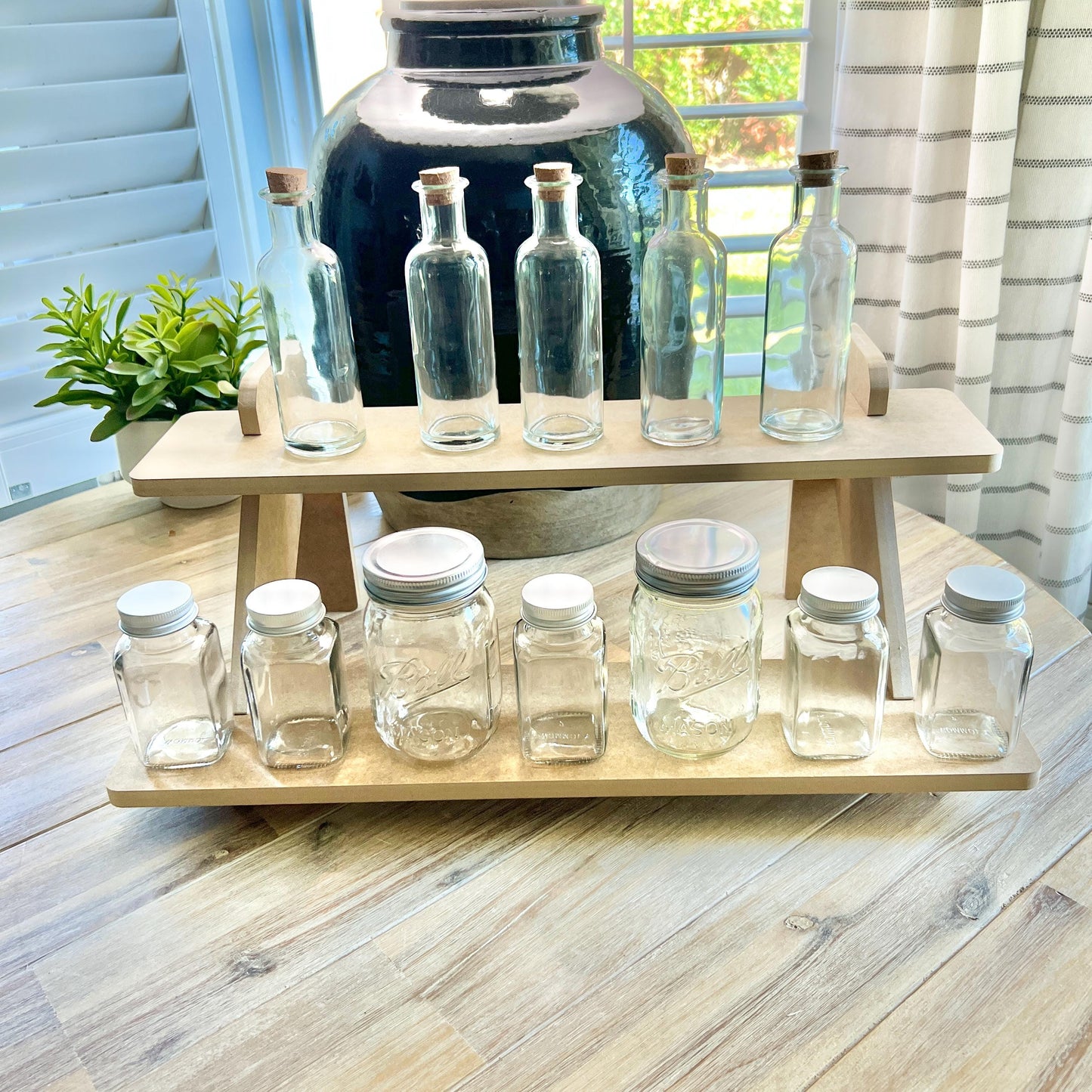 2-Tier HDF Display Stand: 22" Tabletop Shelving for Craft Shows and Vendor Markets