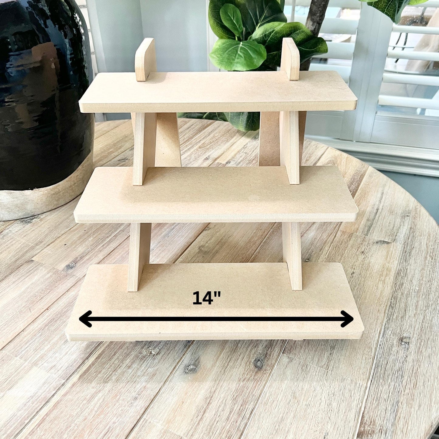 3-Tier HDF Display Stand: Tabletop 14" Shelving for Craft Shows