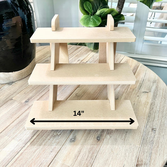 3-Tier HDF Display Stand: Tabletop 14" Shelving for Craft Shows