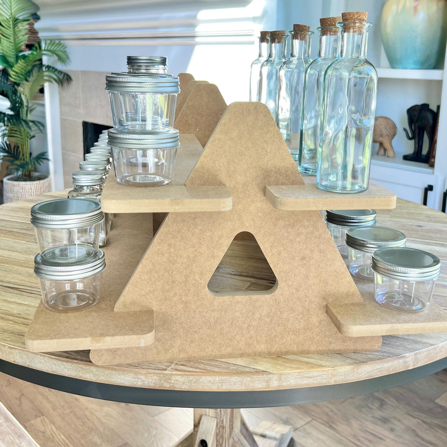 Dual Sided 2-Tier HDF Display Stand: Collapsible Craft Show Tabletop Organizer