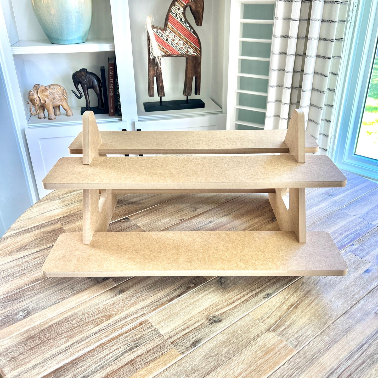 Dual Sided 2-Tier HDF Display Stand: Collapsible Craft Show Tabletop Organizer