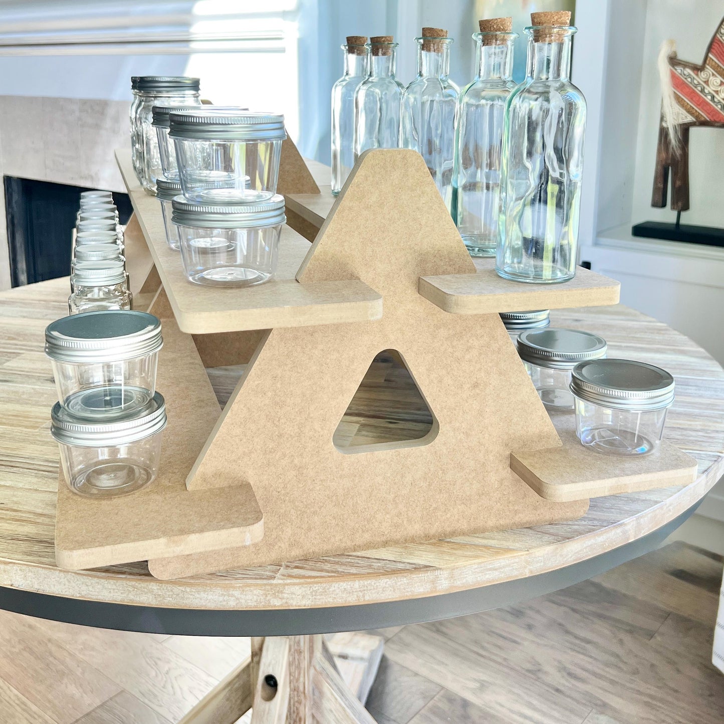 Dual Sided 2-Tier HDF Display Stand: Collapsible Craft Show Tabletop Organizer