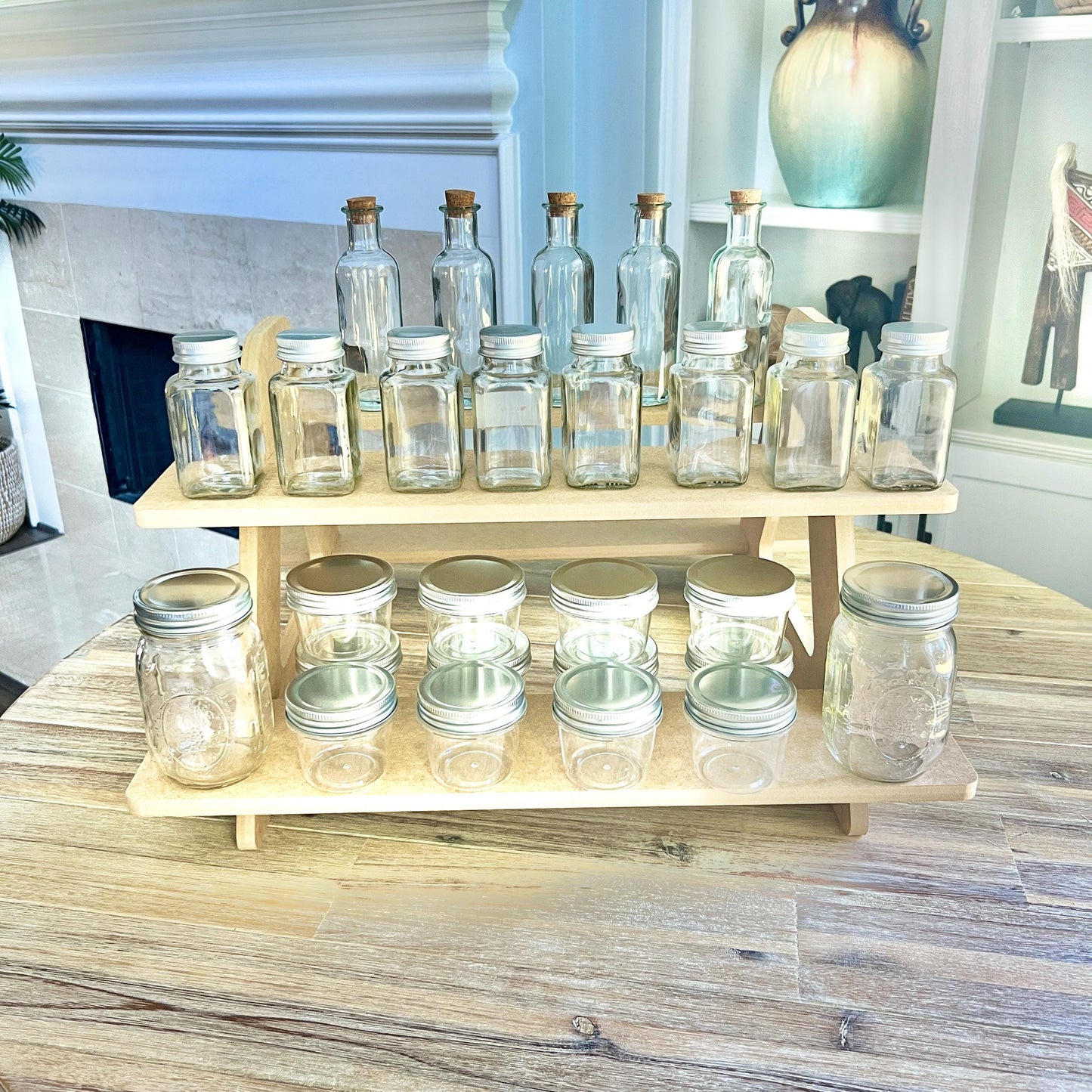 2-Tier HDF Display Stand: Dual Sided Vendor Market Display