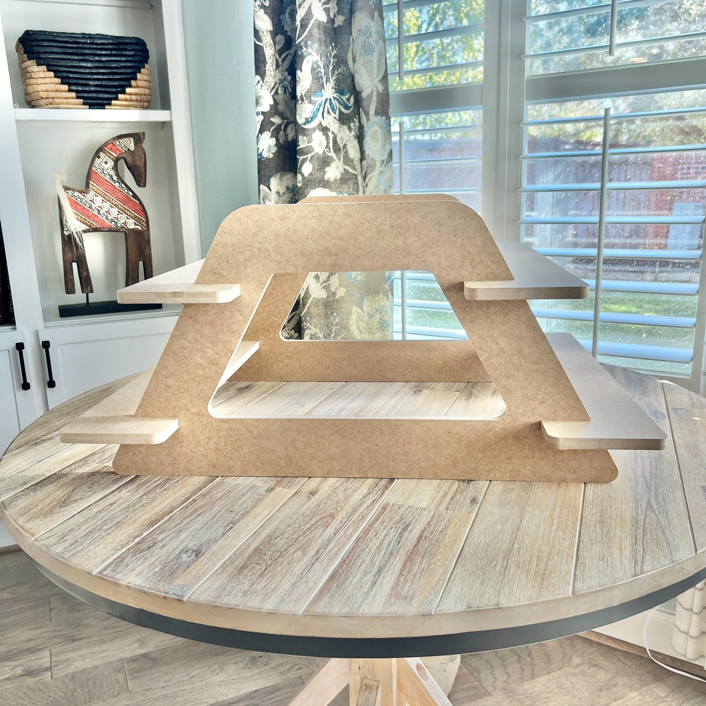 Dual Sided 2-Tier HDF Display Stand: Tabletop Product Display for Craft Shows