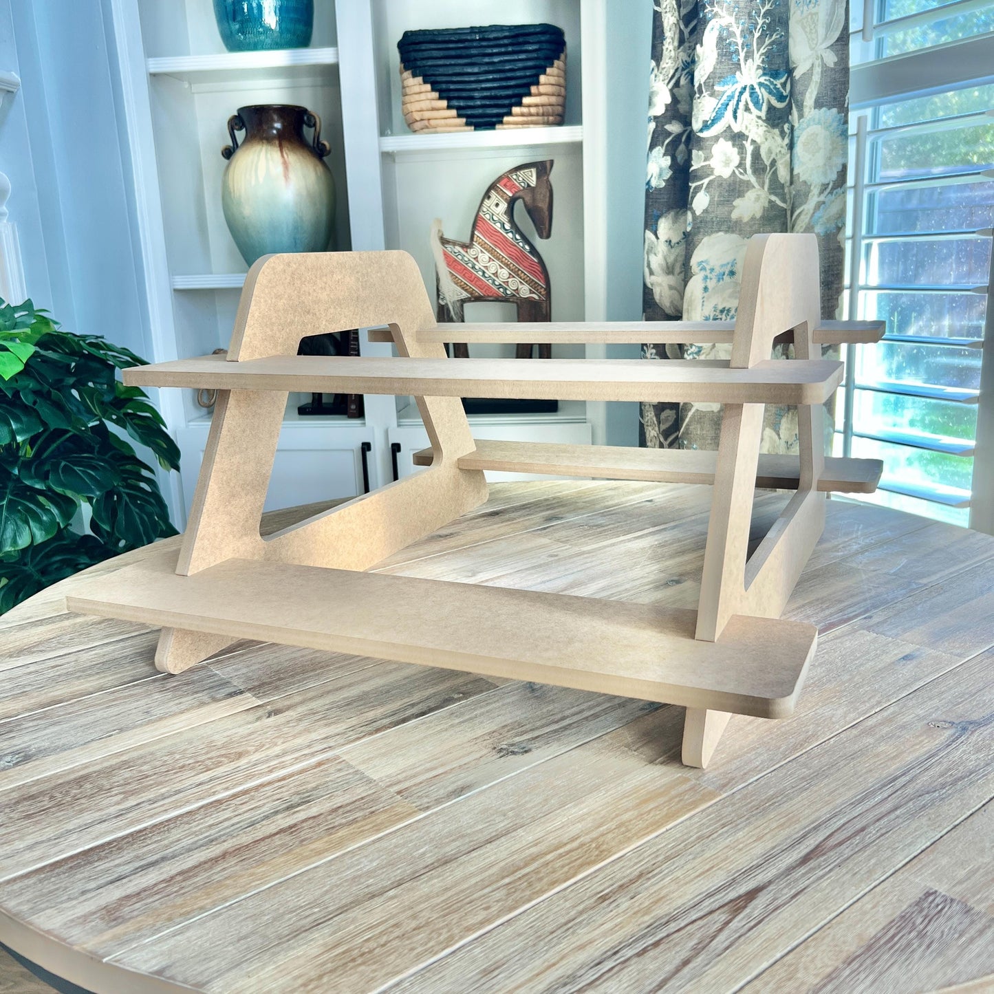 Dual Sided 2-Tier HDF Display Stand: Tabletop Product Display for Craft Shows
