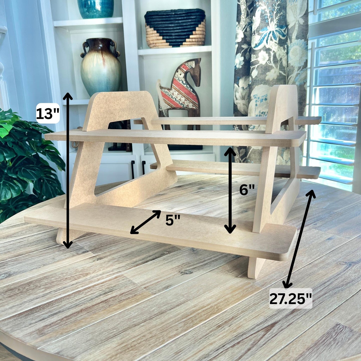Dual Sided 2-Tier HDF Display Stand: Tabletop Product Display for Craft Shows