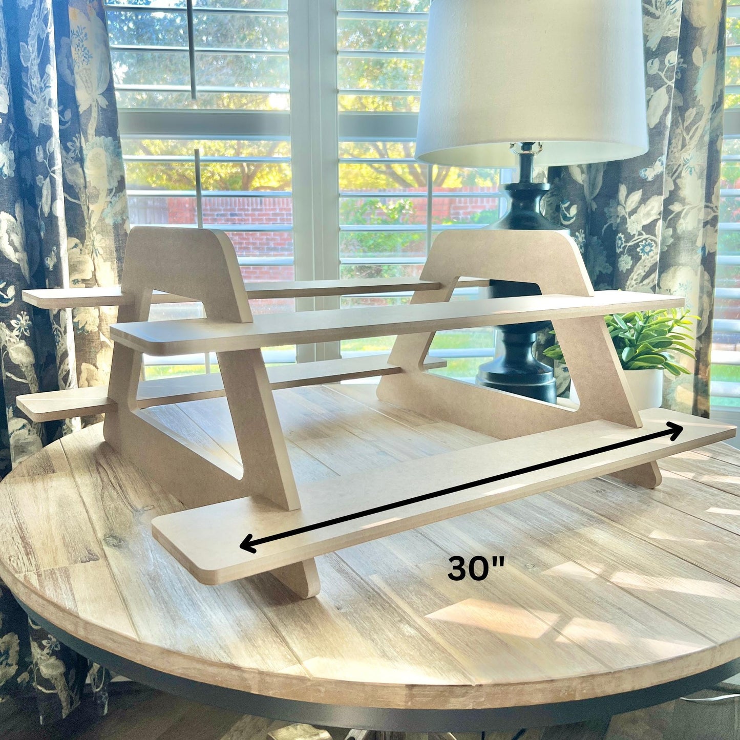 Dual Sided 2-Tier HDF Display Stand: Tabletop Product Display for Craft Shows